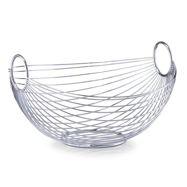 Fructiera argintie din metal 26x28 cm Fruit Basket Oval Zeller