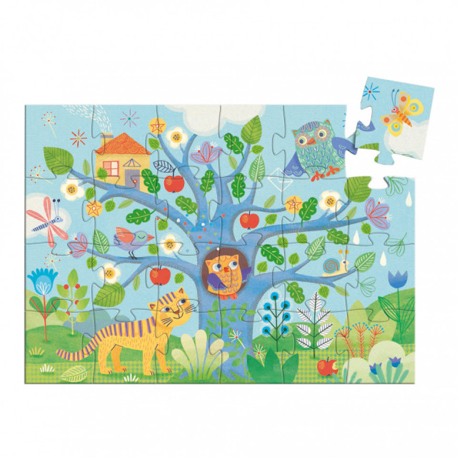Joc tip puzzle multicolor din carton Hello Owl Djeco
