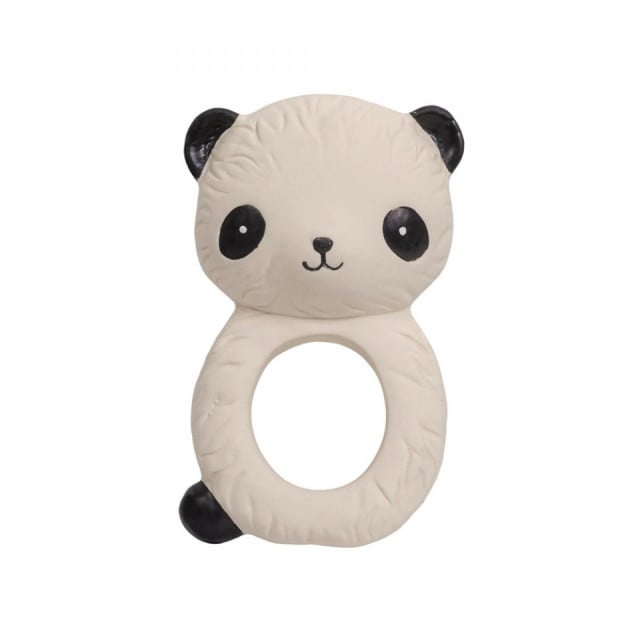 Jucarie dentitie alba/neagra din fibre naturale Panda A Little Lovely Company