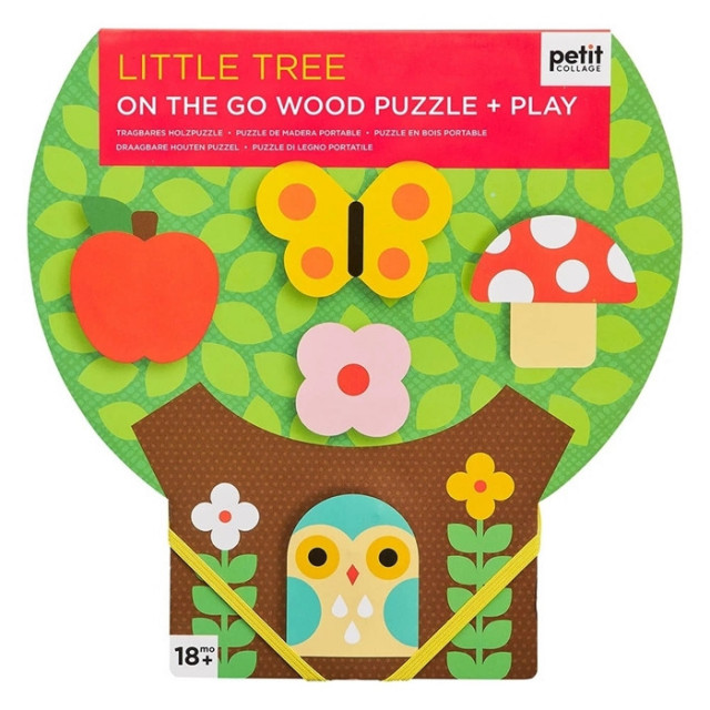 Jucarie tip puzzle multicolora din lemn Tree Petit Collage