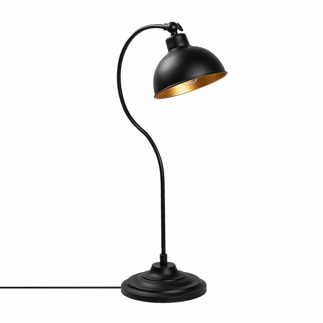 Lampa birou neagra/aurie din metal 58 cm Konika Round The Home Collection