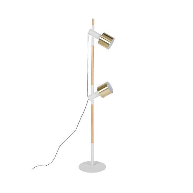 Lampadar alb/auriu din lemn si metal 145 cm Ivy Zuiver