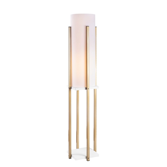 Lampadar alb/auriu din metal 130 cm Billy Pris The Home Collection