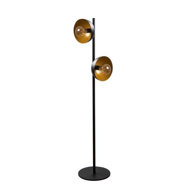 Lampadar negru/auriu din metal cu 2 becuri 131 cm Dram The Home Collection