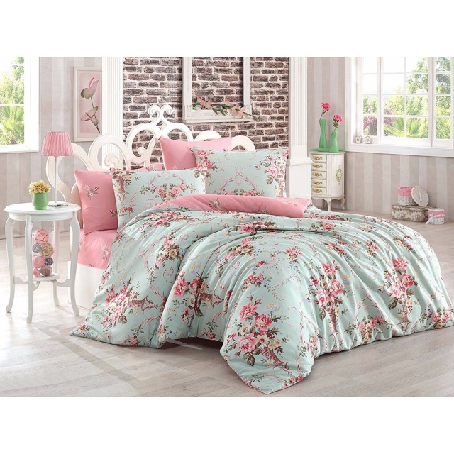 Lenjerie pat multicolora din bumbac Alanur Double The Home Collection