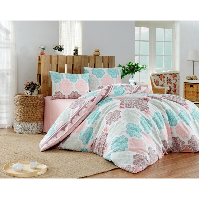 Lenjerie pat multicolora din bumbac Andalucia Double The Home Collection