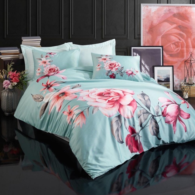 Lenjerie pat multicolora din bumbac Fleur The Home Collection