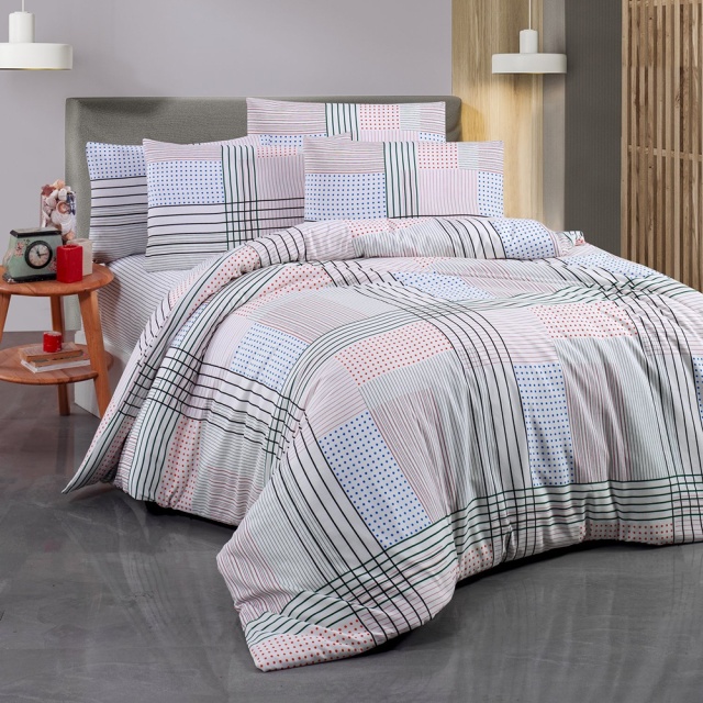 Lenjerie pat multicolora din bumbac Lida Double The Home Collection