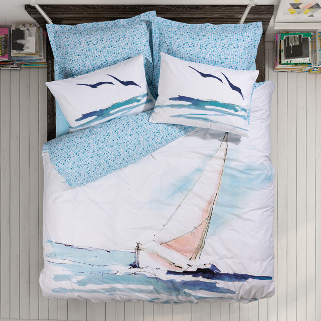 Lenjerie pat multicolora din bumbac Sail Single The Home Collection