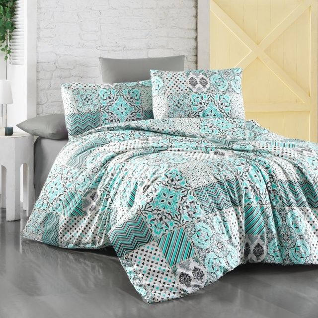 Lenjerie pat multicolora din bumbac Sleep Well Double The Home Collection