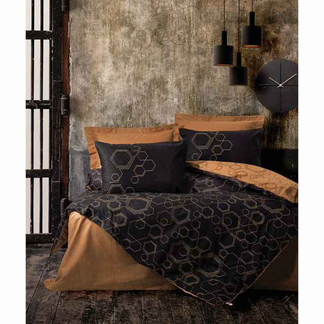 Lenjerie pat neagra/maro din textil Dawn The Home Collection