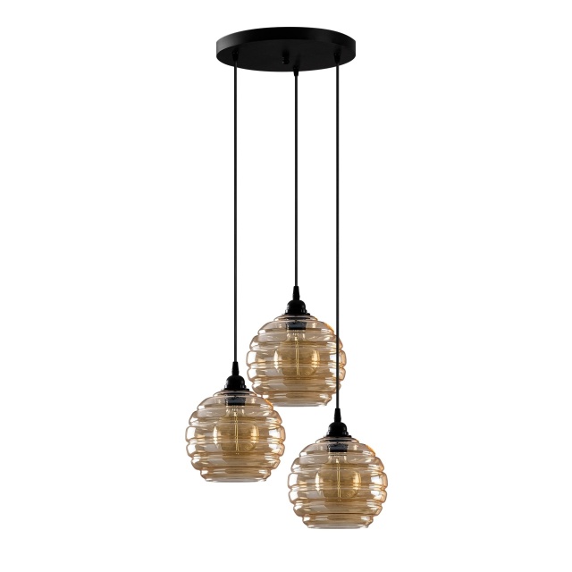 Lustra aurie/neagra din metal cu 3 becuri Gilly The Home Collection