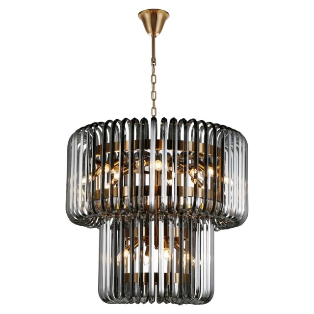 Lustra gri fum din metal cu 16 becuri Bryon Richmond Interiors