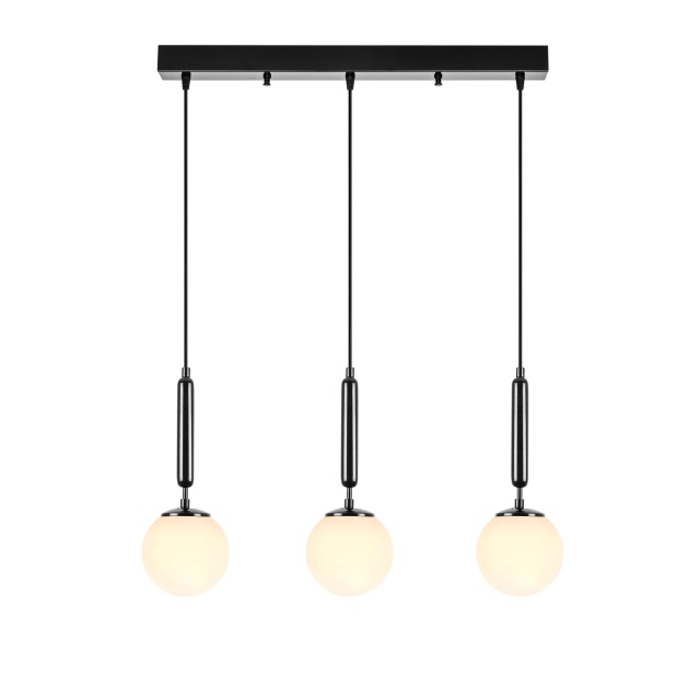 Lustra neagra/alba din metal cu 3 becuri King Line The Home Collection