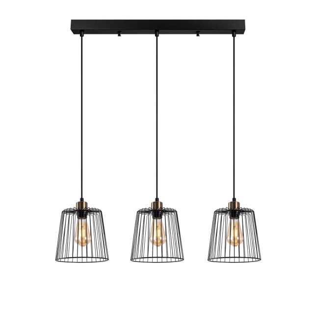 Lustra neagra/aurie din metal cu 3 becuri Pirlo Line The Home Collection