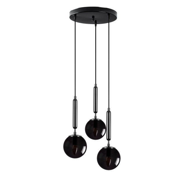 Lustra neagra din metal cu 3 becuri King The Home Collection