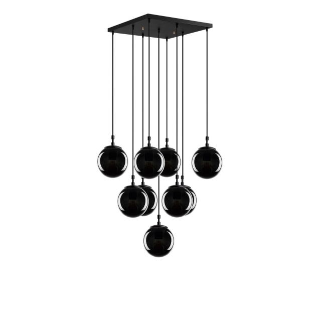 Lustra neagra/gri fum din metal cu 9 becuri Efe The Home Collection