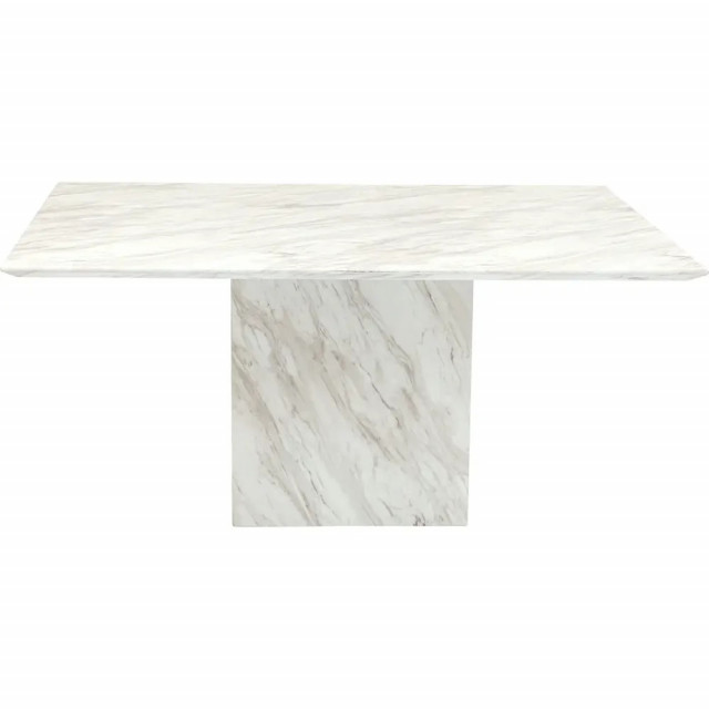 Masa dining alba/gri din MDF si polirasina 90x160 cm Artistico Kare