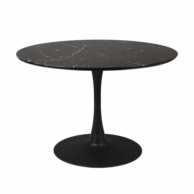 Masa dining neagra din lemn si metal 110 cm Maru The Home Collection