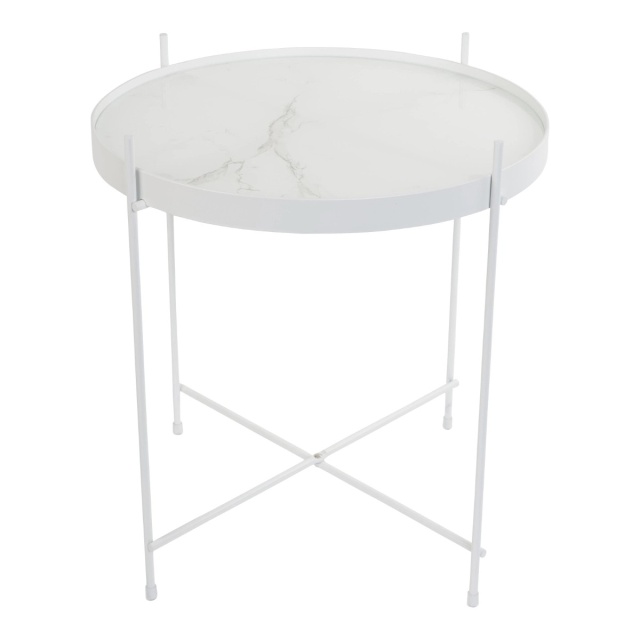 Masa laterala alba din metal 43 cm Cupid Zuiver