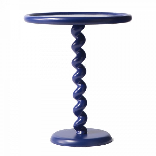 Masa laterala albastru inchis din metal 46 cm Twister Pols Potten