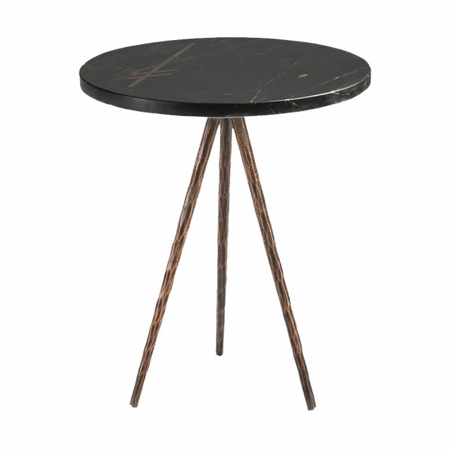 Masa laterala aurie/neagra din marmura si metal 41 cm Xion Thai Natura