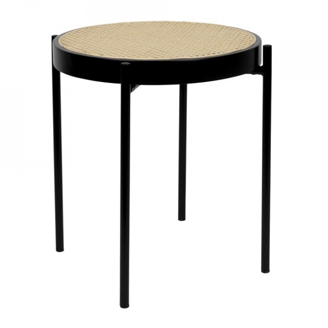 Masa laterala maro/neagra din lemn si metal 50 cm Spike Zuiver