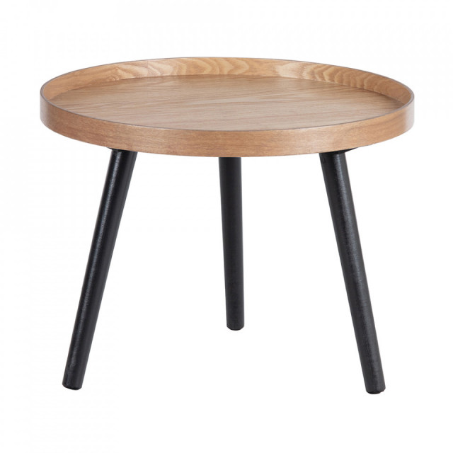 Masa laterala neagra/maro din MDF si lemn de pin 45 cm Mesa Woood