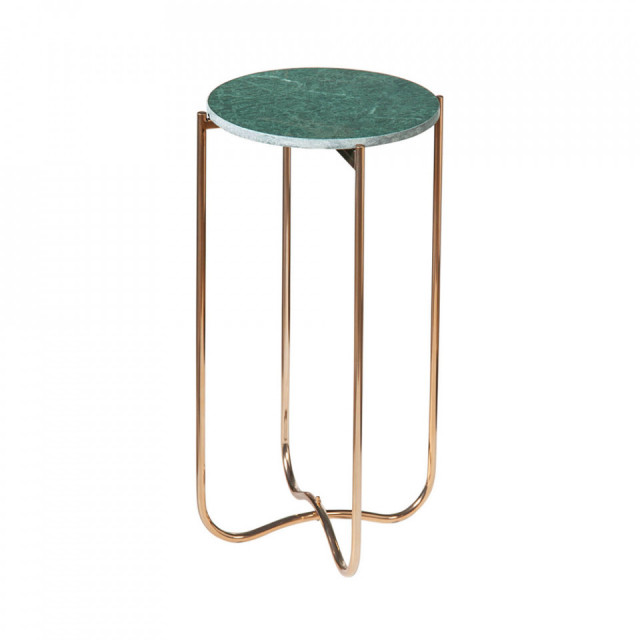 Masa laterala verde/aurie din marmura si metal 35 cm Noble The Home Collection