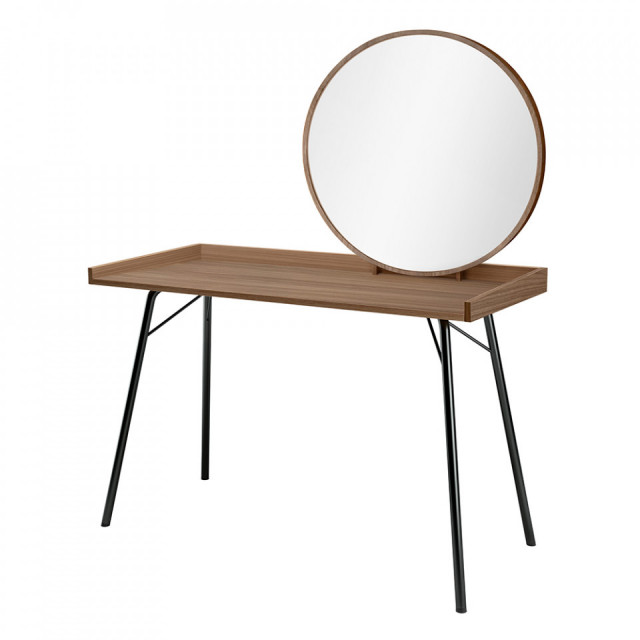 Masuta dressing cu oglinda maro inchis/neagra din otel Rayburn Woodman