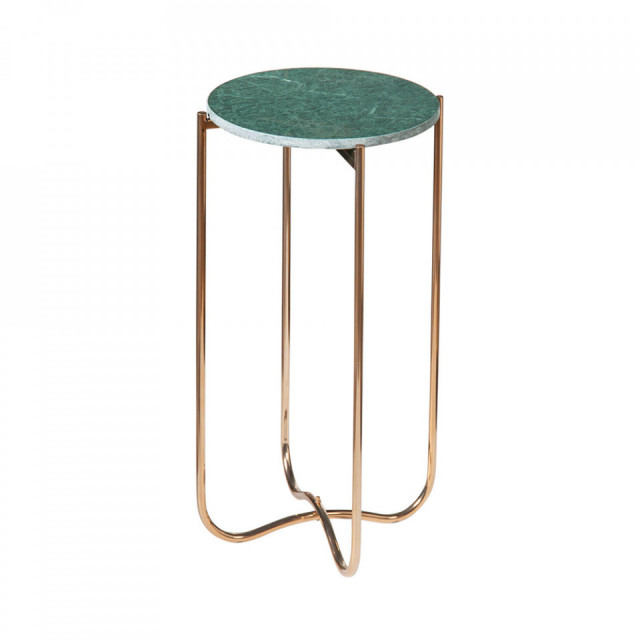 Masuta verde/aurie din marmura si metal 35 cm Noble The Home Collection