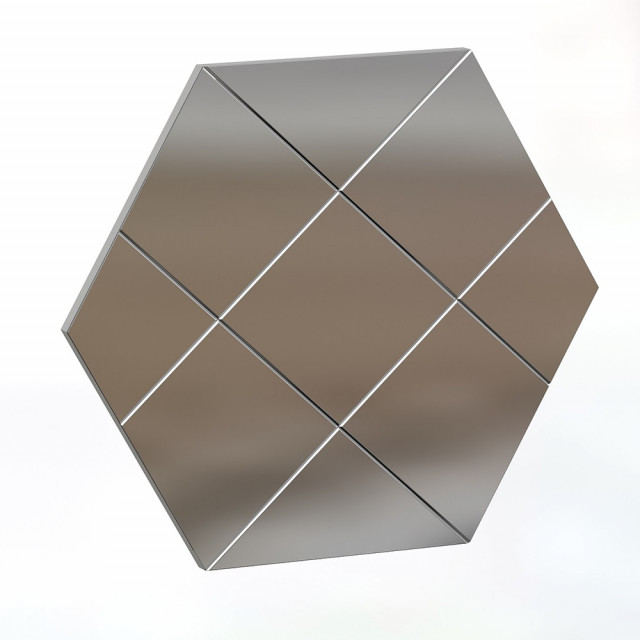 Oglinda hexagonala argintie din lemn 60x70 cm Assa The Home Collection
