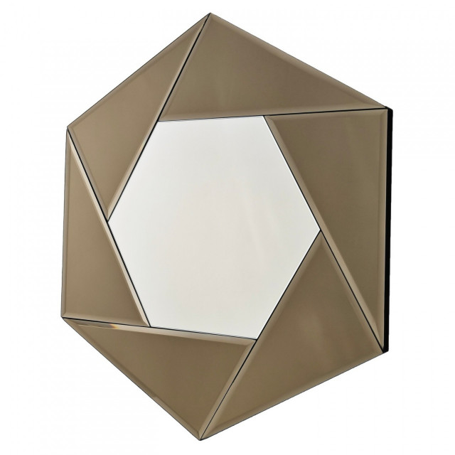 Oglinda hexagonala aurie din lemn 60x70 cm Status The Home Collection