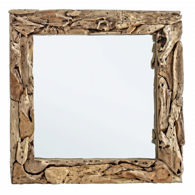 Oglinda patrata maro din lemn de tec 90x90 cm Raven Bizzotto