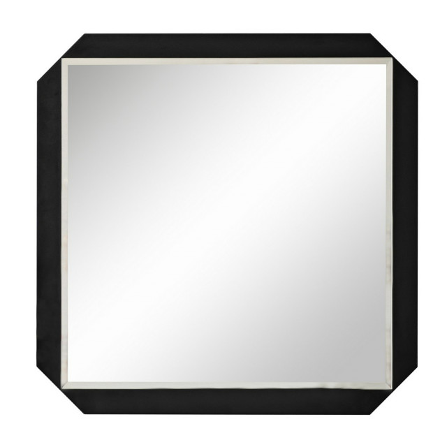 Oglinda patrata neagra din lemn 70x70 cm Carre The Home Collection