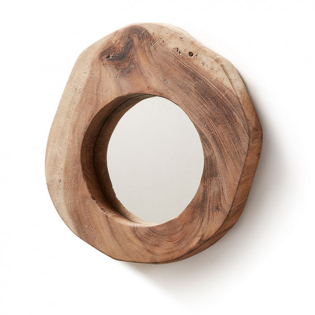 Oglinda rotunda din lemn de tec 28 cm Keni Kave Home