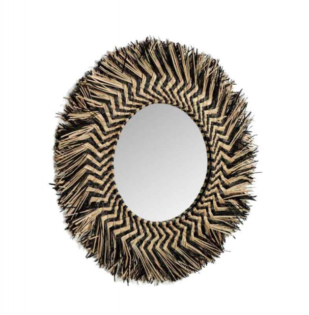 Oglinda rotunda maro/neagra din fibre naturale 60 cm Takashi Kave Home