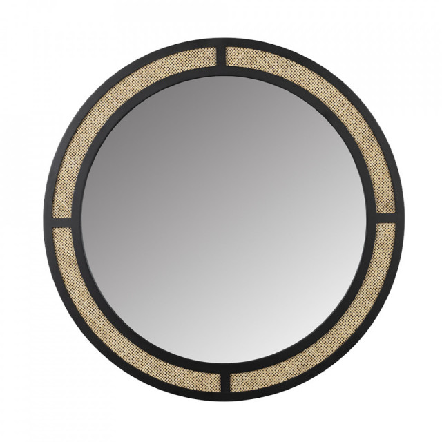 Oglinda rotunda maro/neagra din ratan si fier 76 cm Aida The Home Collection