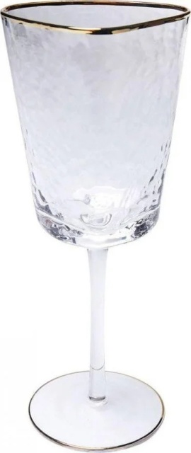 Pahar de vin transparent/auriu din sticla 10x24 cm Hommage Kare