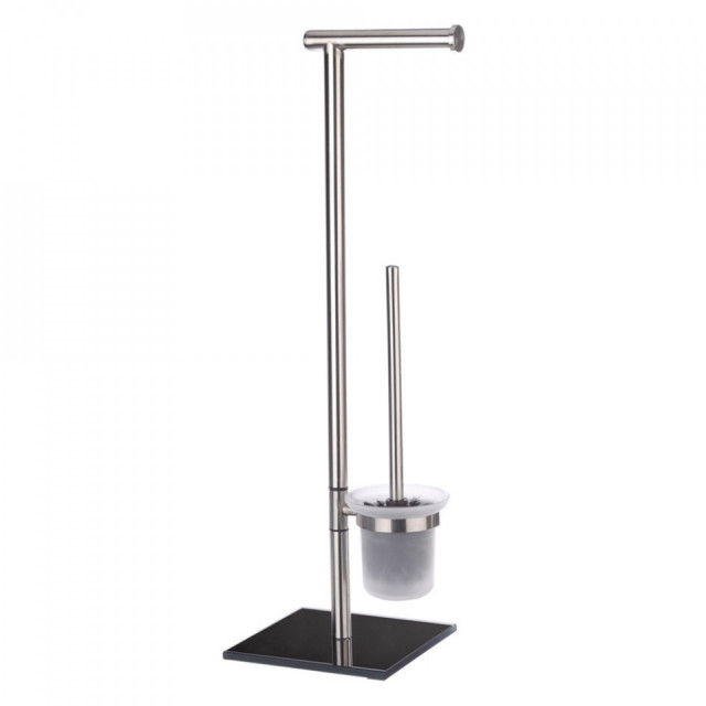 Perie toaleta cu suport hartie igienica argintie din metal Lima Wenko