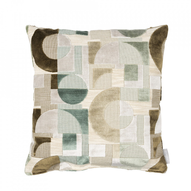 Perna patrata verde oliv din viscoza si poliester 45x45 cm Festive Zuiver