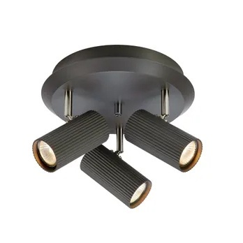 Plafoniera gri inchis din metal cu 3 becuri Costilla Markslojd