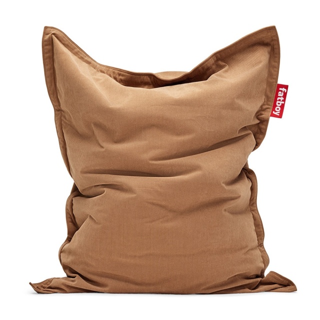 Puf dreptunghiular maro din catifea 120x155 cm Original Cord Slim Fatboy