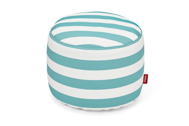 Puf rotund exterior alb/albastru azur din textil 50 cm Point Fatboy
