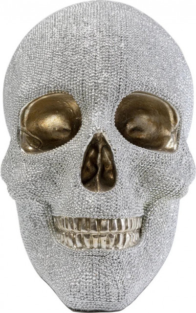 Pusculita argintie/aurie din polirasina 17 cm Skull Crystals Kare