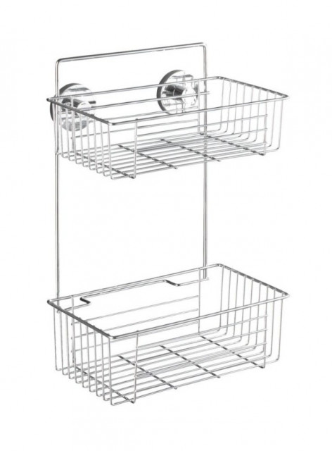 Raft pentru baie argintiu din metal 26 cm Vacuum-Loc Two Floors Bari Wenko
