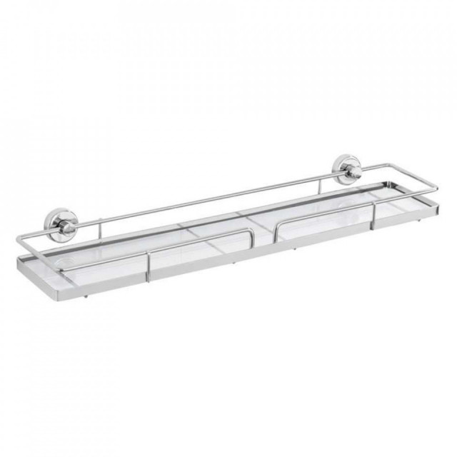 Raft pentru baie argintiu din sticla si metal 56 cm Sion Attach Wenko