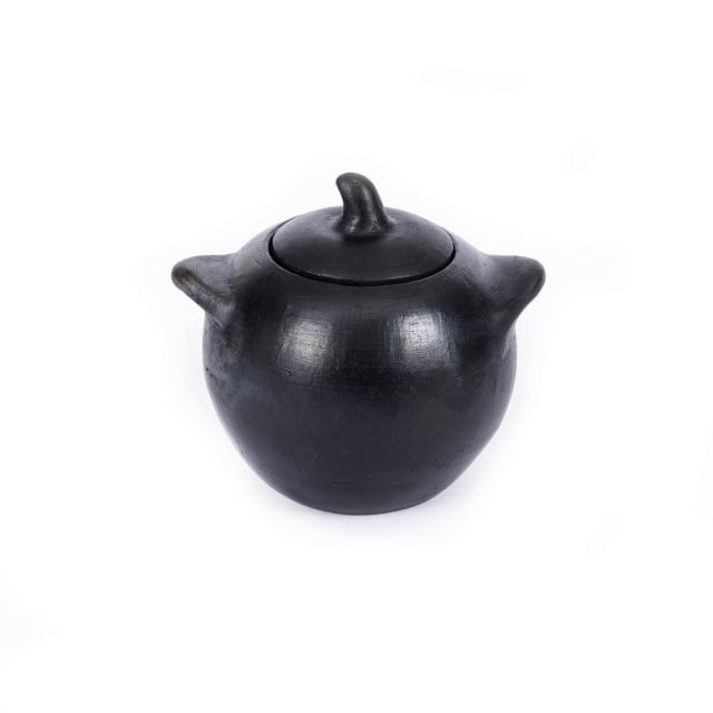 Recipient cu capac negru din teracota 7x10 cm The Black Jar Small Bazar Bizar