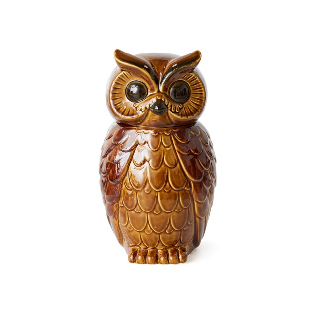 Recipient cu capac portocaliu/maro din ceramica 16x29 cm Owl HKliving