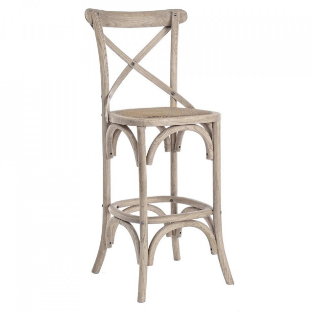 Scaun bar gri/maro din lemn Cross Bizzotto